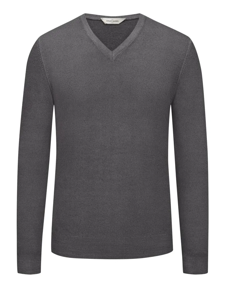 Gran Sasso Pullover aus Schurwolle mit V-Ausschnitt in Anthrazit