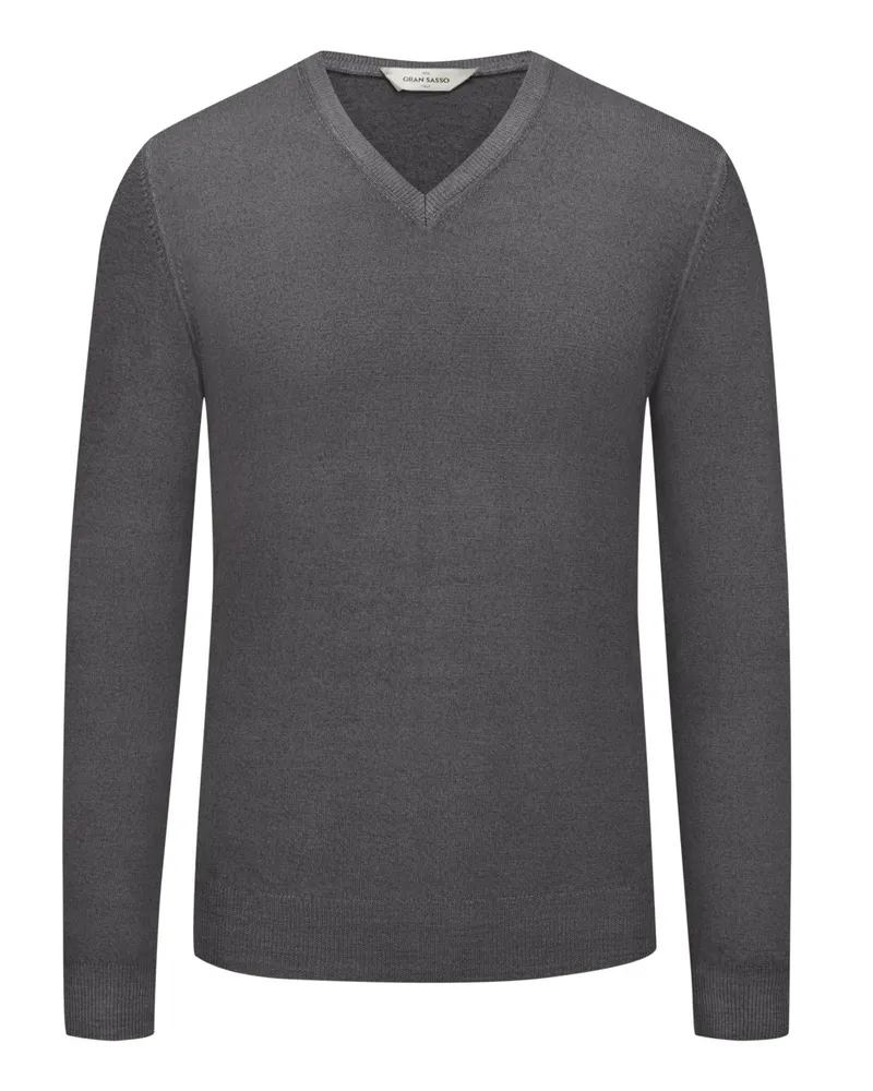Gran Sasso Pullover aus Schurwolle mit V-Ausschnitt in Anthrazit