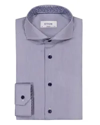 Eton Hemd mit Fineliner-Muster und floralem Ausputz, Super Slim Marine