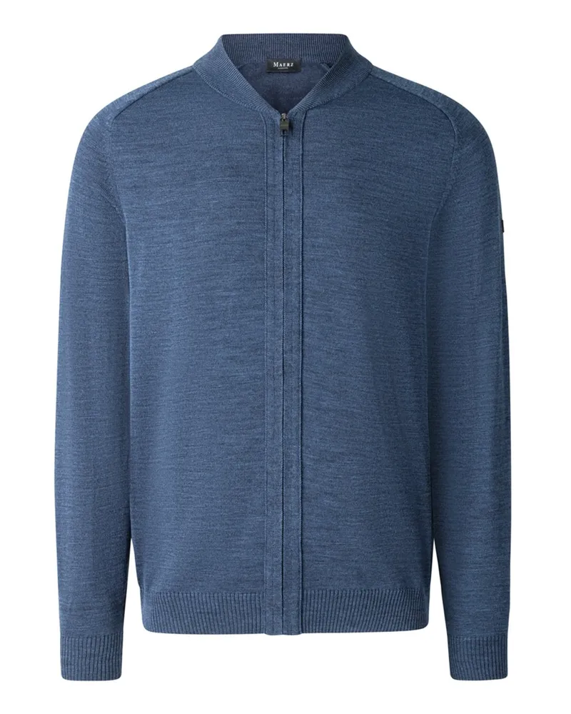 Maerz Leichte Strickjacke aus Superwash-Merinowolle und Zip, Regular in Denim