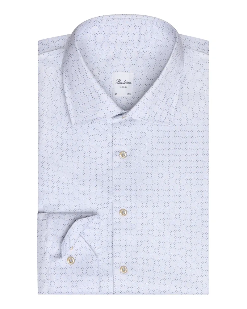 Stenströms Gemustertes Twofold Super Cotton-Hemd in Vollzwirn-Qualität, Slimline in Hellblau