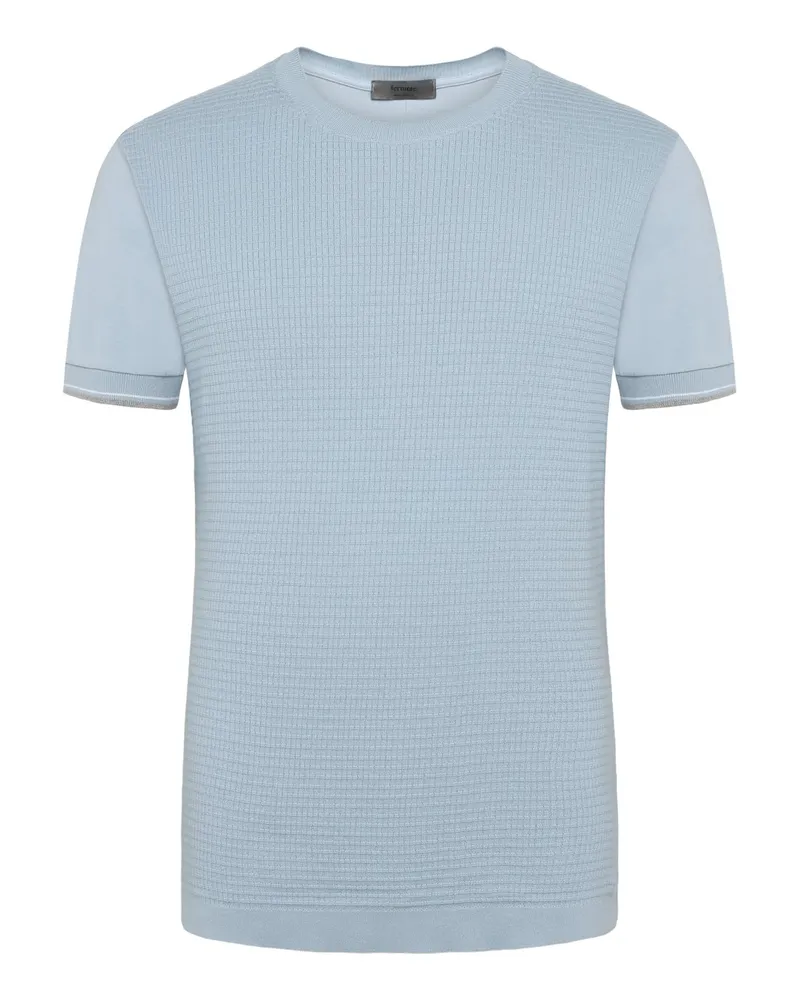 Ferrante Strukturiertes Jersey T-Shirt mit Stretchanteil in Hellblau