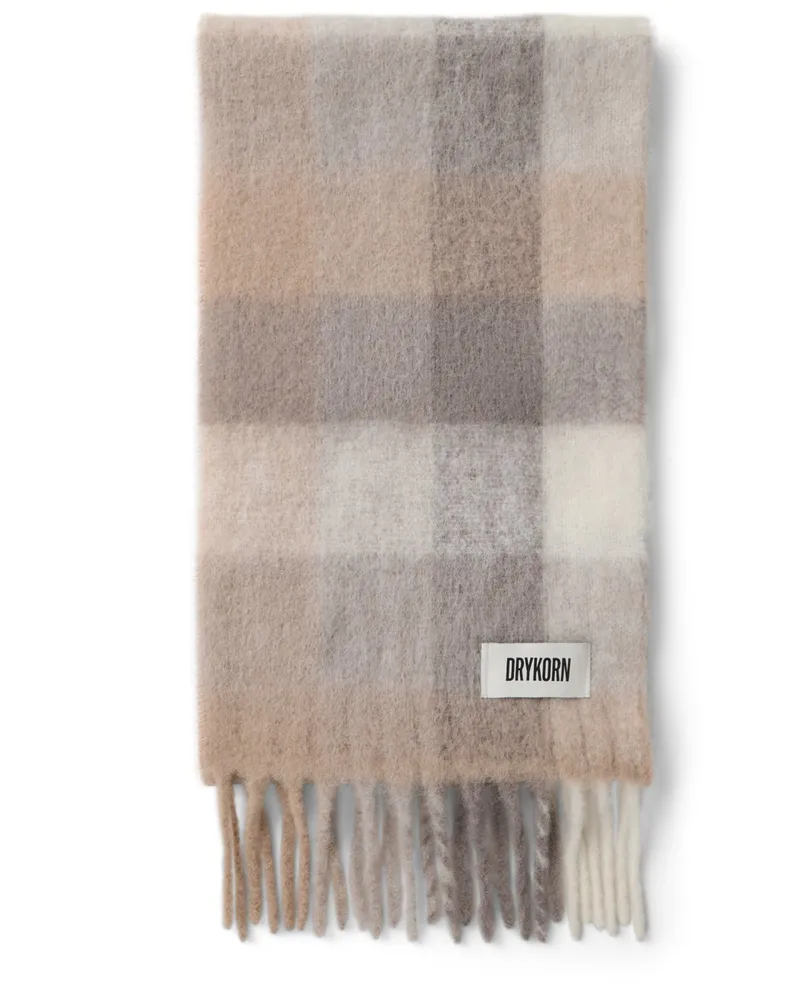 Drykorn Softer Schal Hollin aus einem karierten Alpaka-Mix in Beige