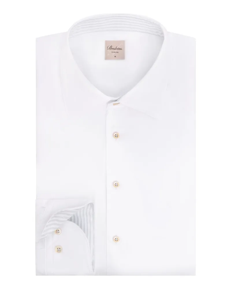 Stenströms Solides Hemd in zweifacher Super-Cotton-Qualität, Slimline in Weiß