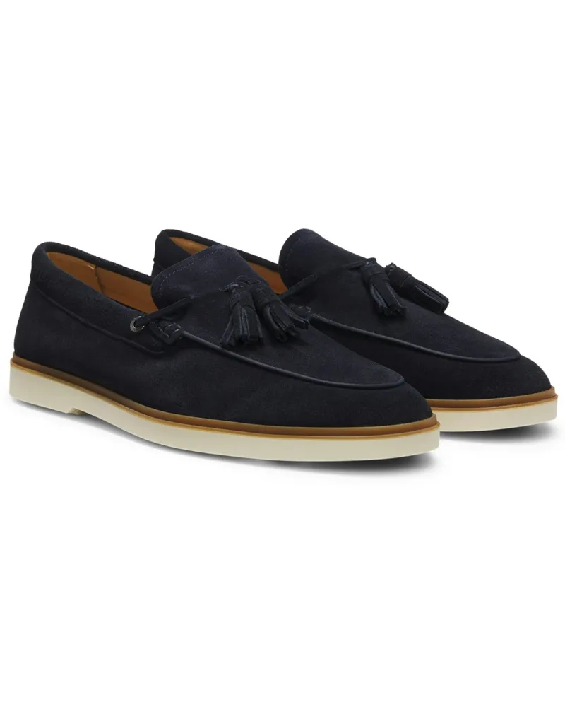 HUGO BOSS Sportlicher Loafer Hedley aus Veloursleder mit Quasten in Marine