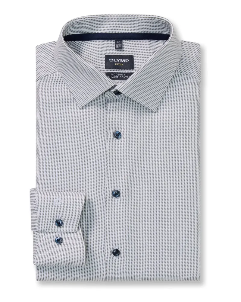 Olymp Luxor, Modern Fit, Stretch-Hemd mit Print in Oliv