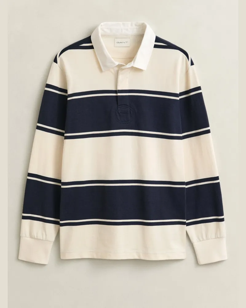 Gant Rugbyshirt aus Baumwolle mit Blockstreifen, Regular Fit in Marine