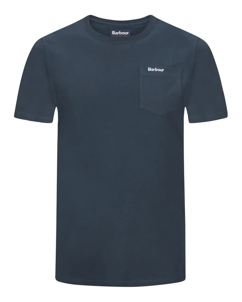 Barbour T-Shirt aus Baumwolle mit Brusttasche und Label-Schriftzug in Marine