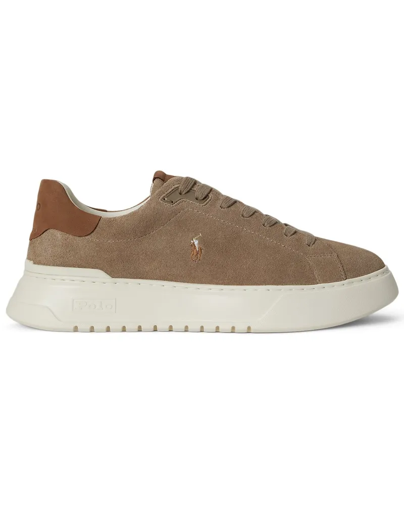 Ralph Lauren Low Top Sneaker aus Wildleder mit Plateausohle in Beige