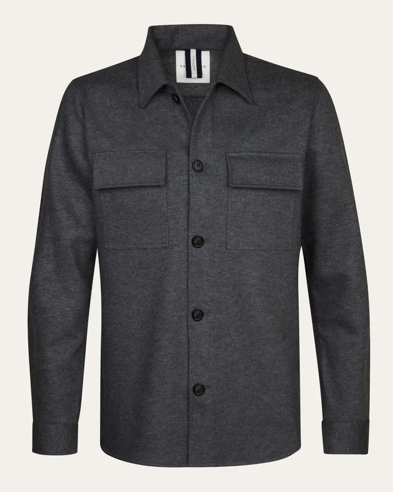 Profuomo Flanell-Overshirt aus einem Schurwoll-Mix in Anthrazit