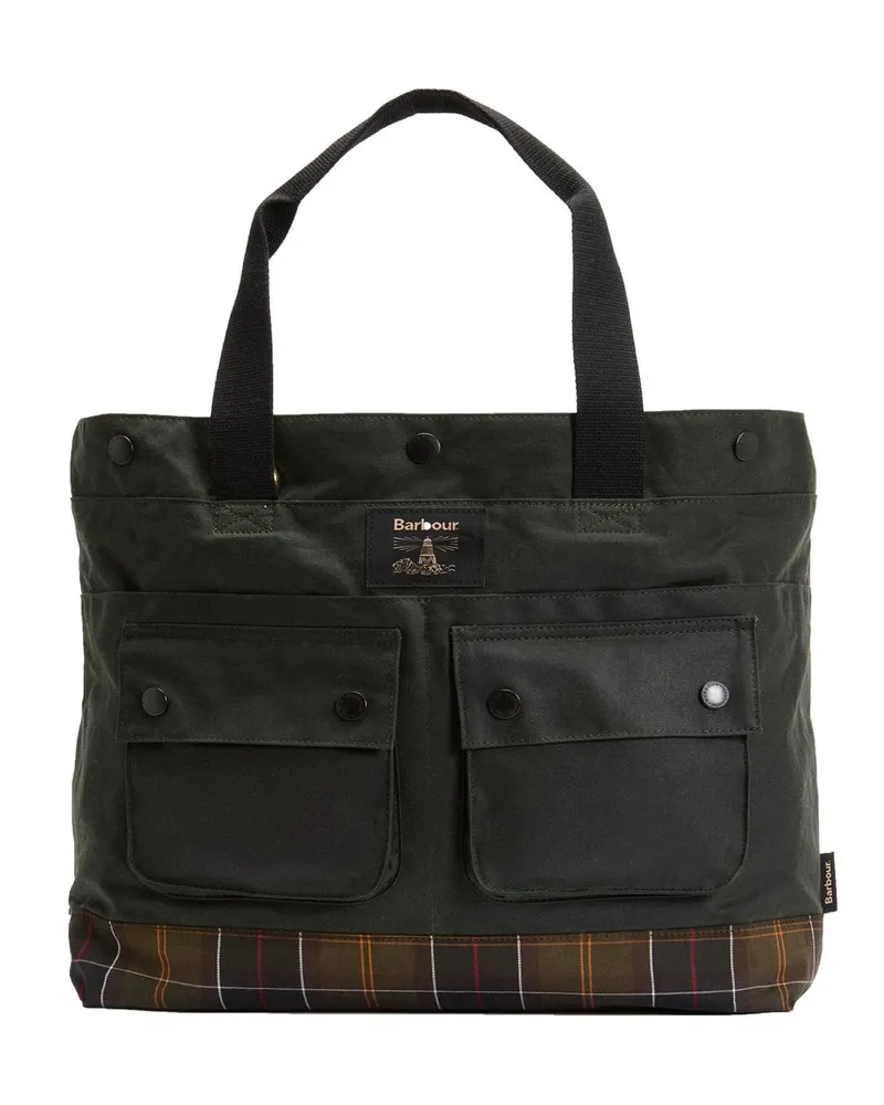 Barbour Canvas-Tragetasche Field Waxed aus gewachster Baumwolle in Oliv