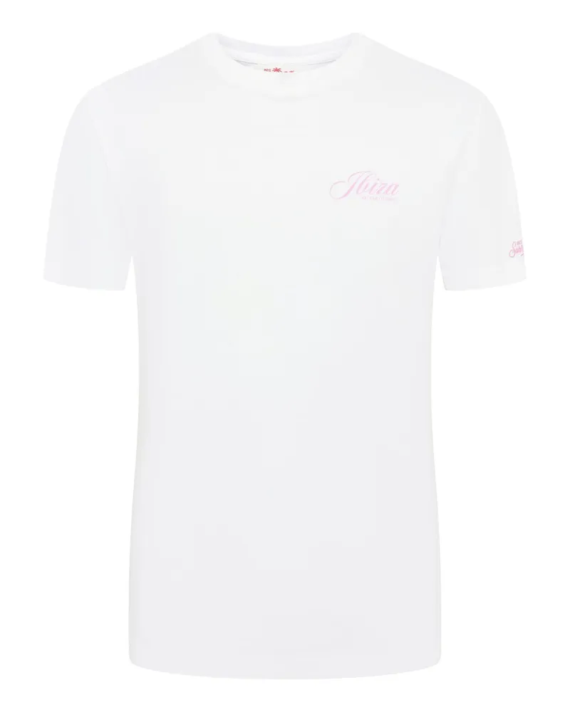 MC2 Saint Barth Softes T-Shirt mit O-Neck und Rücken-Print in Weiß