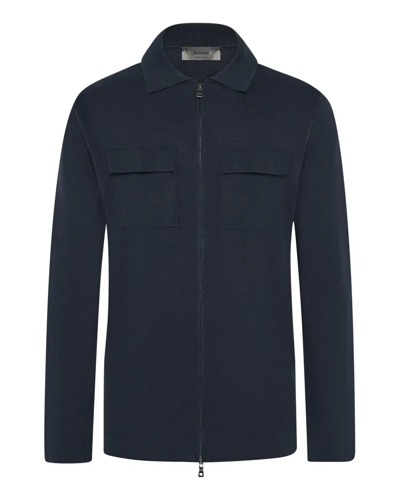 Ferrante Cardigan mit Reißverschluss und Brusttaschen in Marine