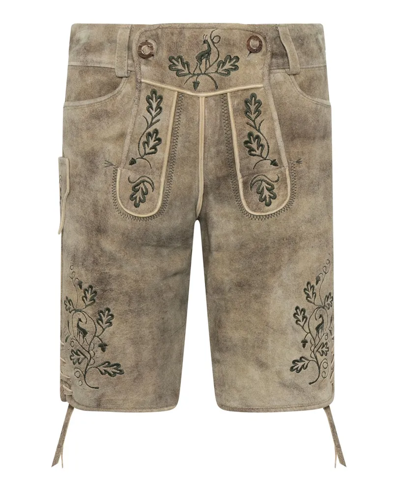 Spieth & Wensky Trachtenlederhose mit traditioneller Stickerei in Beige