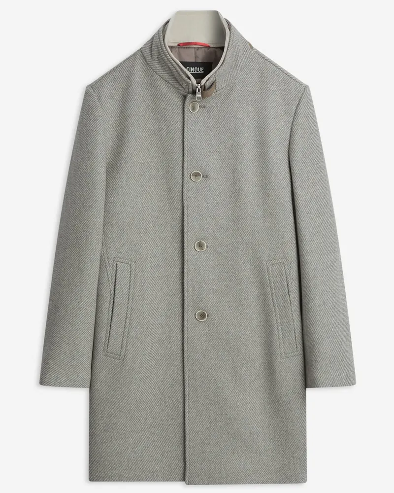 cinque Kurzmantel aus einem Wollgemisch mit Stehkragen und Blende in Beige