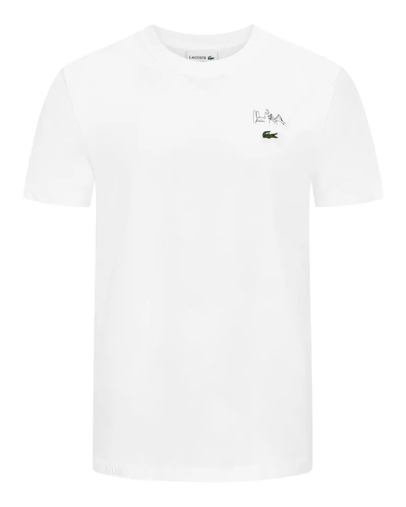 Lacoste T-Shirt aus Baumwolle mit Logo-Aufnäher, Classic Fit in Weiß