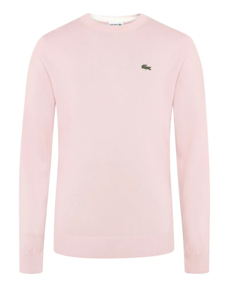 Lacoste Strick-Pullover mit Logo-Aufnäher, Regular Fit in Rosenrot