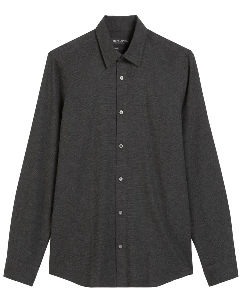 Marc O'Polo Flanellhemd mit Pepita-Muster, Shaped Fit in Anthrazit