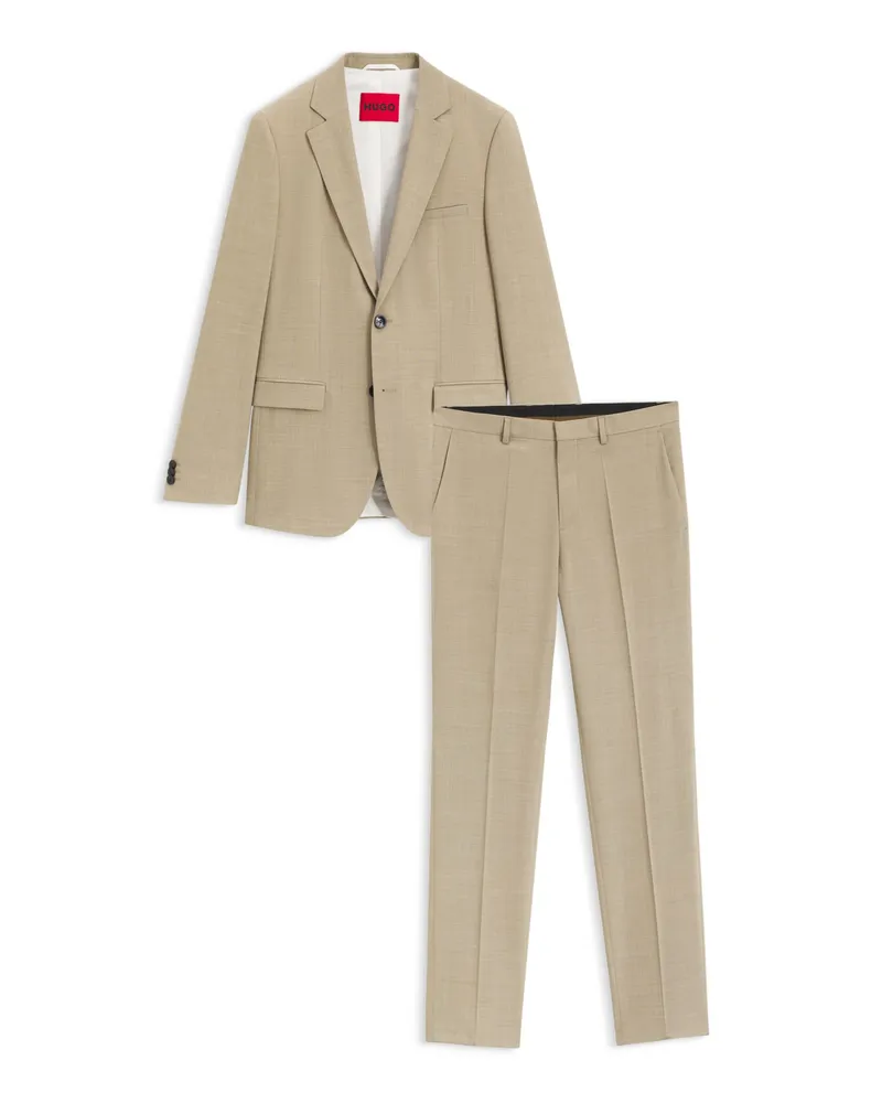 HUGO BOSS Anzug aus leicht elastischer Wollmischung, Extra Slim Fit in Beige