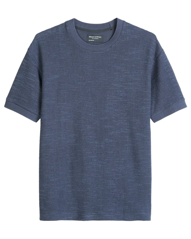 Marc O'Polo Strukturiertes T-Shirt aus einem elastischem Baumwollmix in Blau