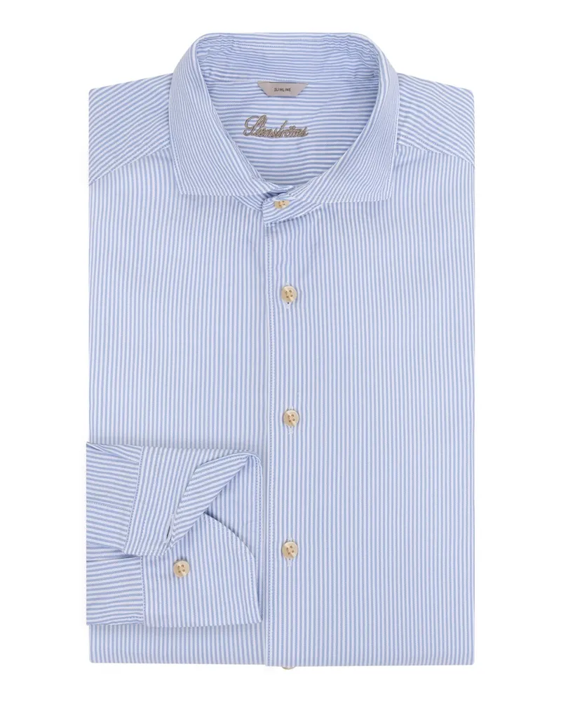 Stenströms Baumwollhemd mit Streifenmuster, Slimline in Blau
