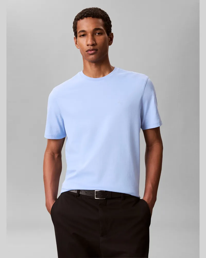 Calvin Klein T-Shirt aus softer Supima-Baumwolle mit Logo-Stickerei in Hellblau