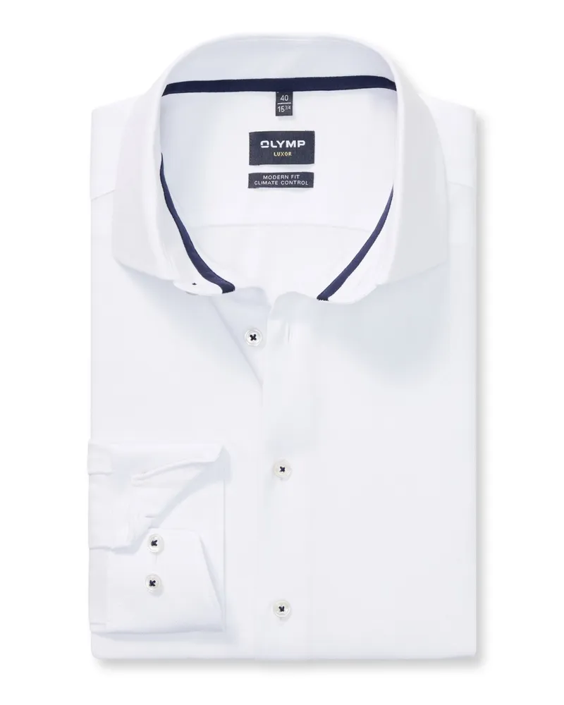 Olymp Level Five, Body Fit, Stretch-Hemd mit Climate Control in Weiß