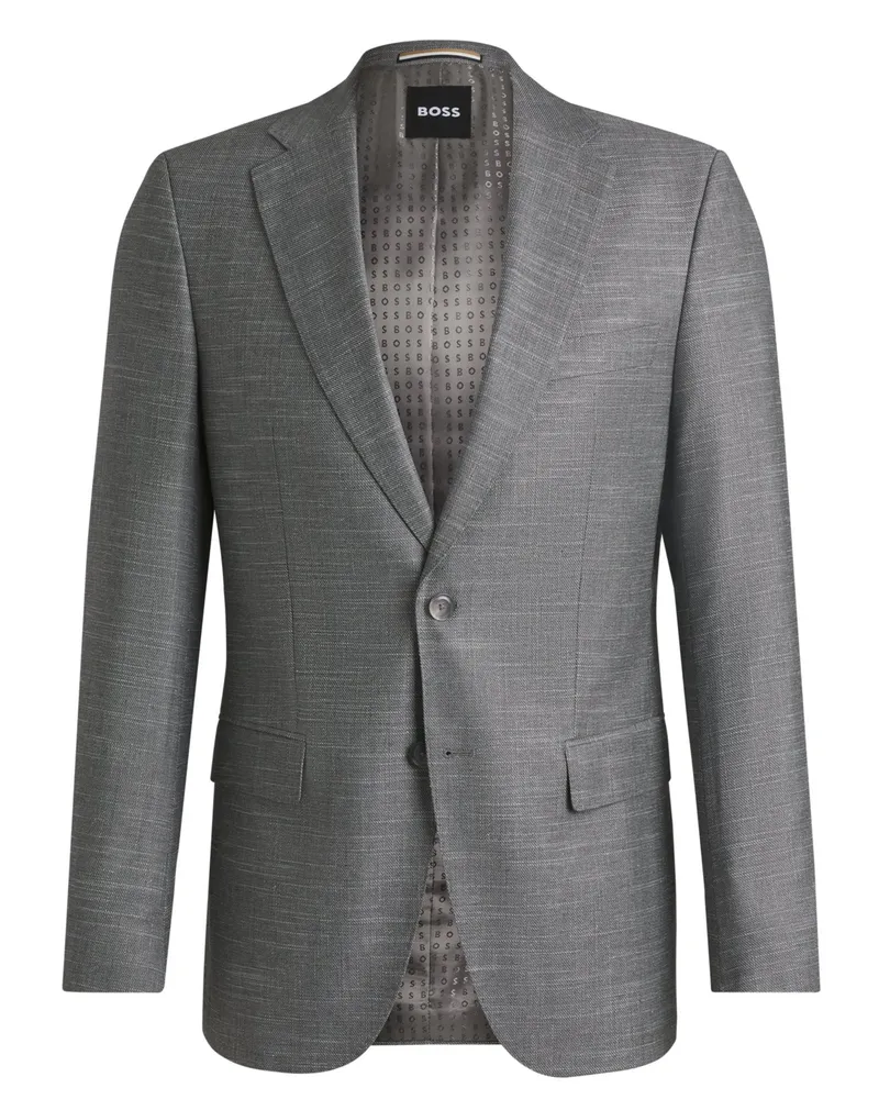 HUGO BOSS Strukturiertes Sakko aus Schurwoll-Mix, Slim Fit Hellgrau