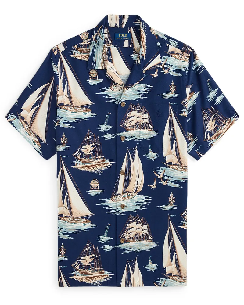 Ralph Lauren Kurzarmhemd mit Segelboot-Print, Classic Fit in Multicolor