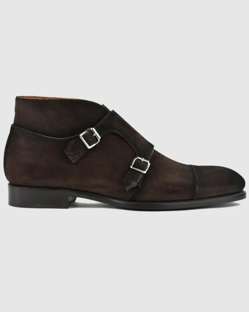 SCHUHE & HANDWERK Dessert Doublemonks Frank Sinatra aus weichem Rauleder in Braun