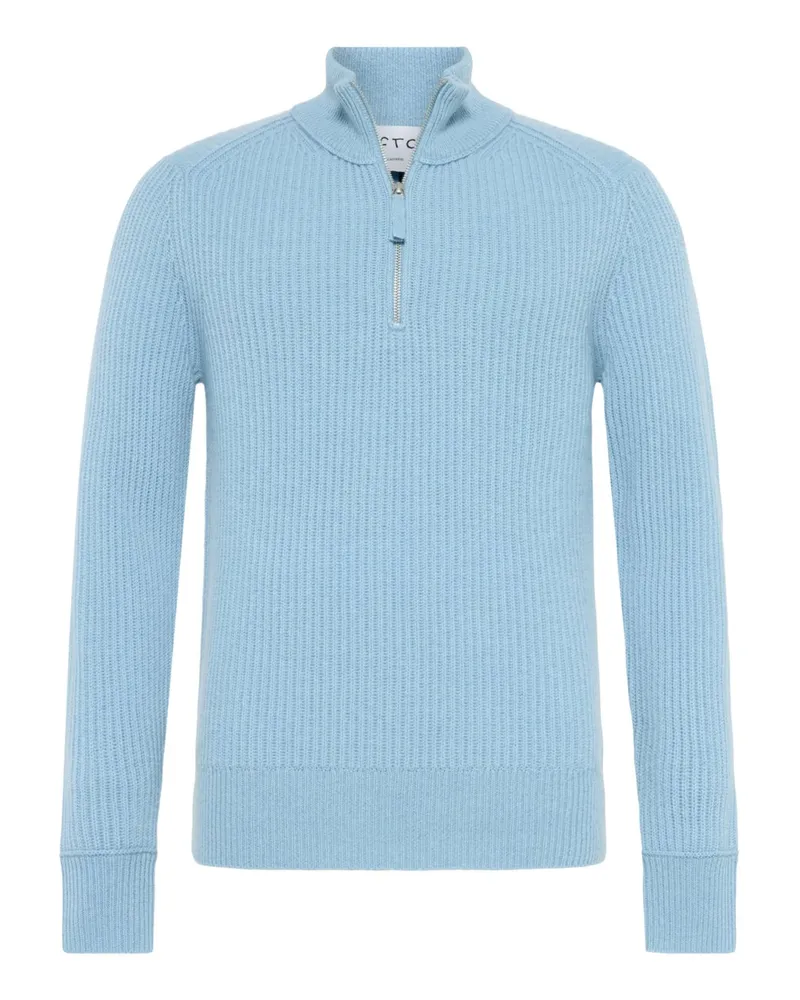 FTC Cashmere Softer Troyer aus Kaschmir im Glattstrick in Hellblau