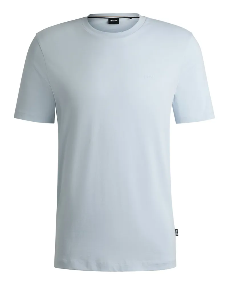 HUGO BOSS Unifarbenes T-Shirt mit gummiertem Logo-Schriftzug in Hellblau