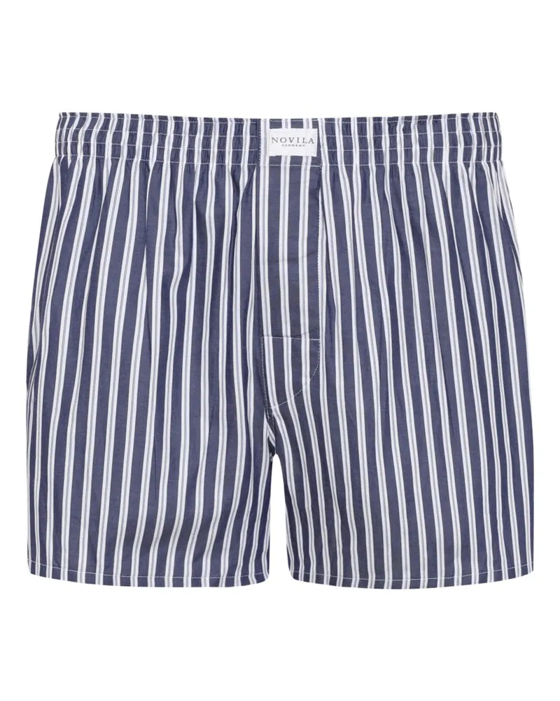 Novila Gestreifte Boxershorts in Poepline-Qualität mit Eingriff in Marine