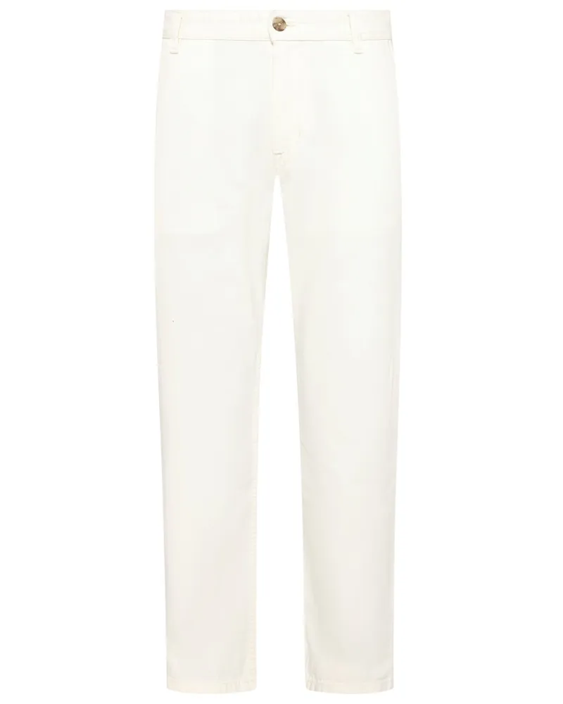 Marc O'Polo Glatte Chino mit Leinenanteil, Straight Fit in Offwhite