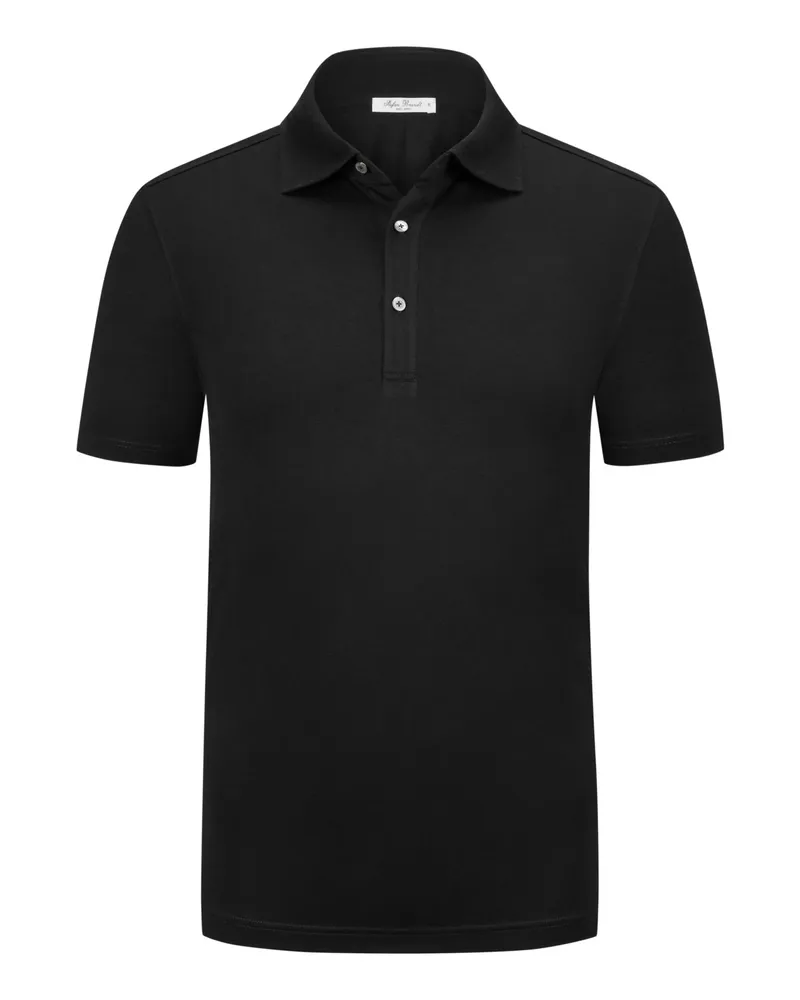 Stefan Brandt Glattes Jersey-Poloshirt in Bio Urpima®-Qualität in Schwarz