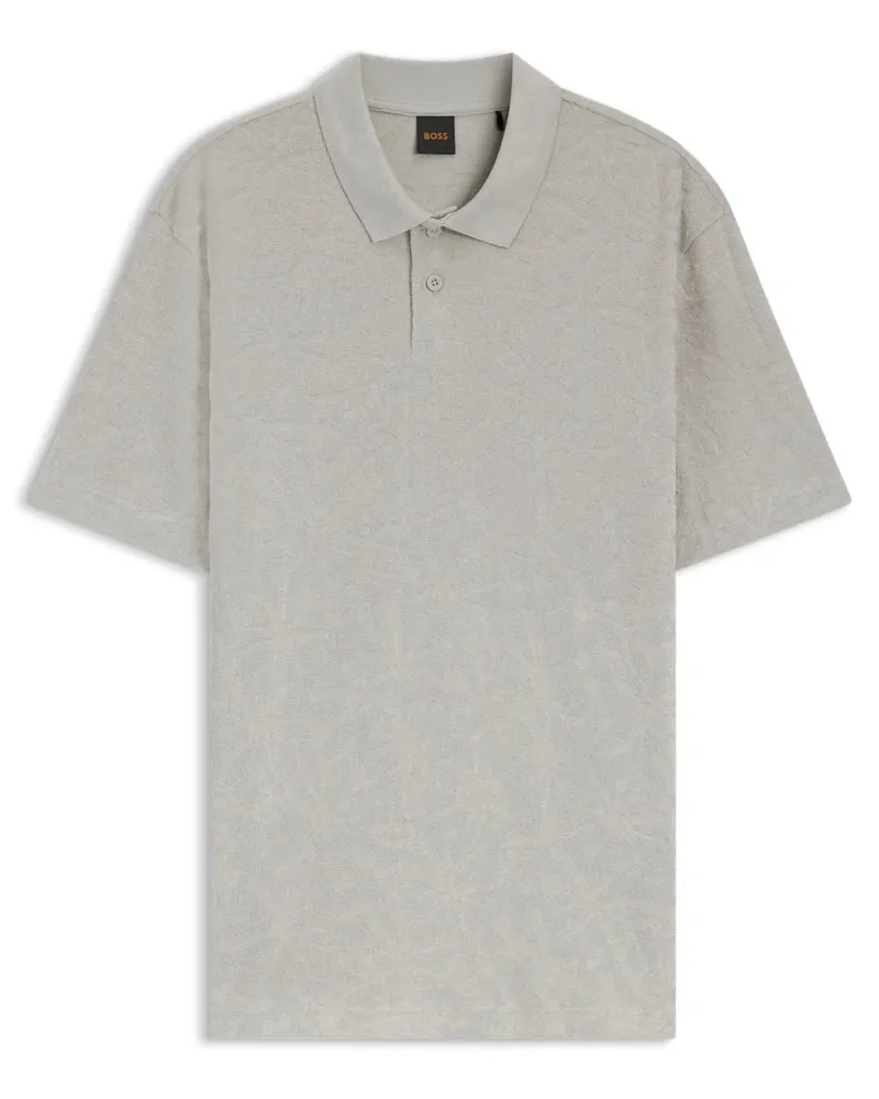 HUGO BOSS Poloshirt mit floraler Frottee-Struktur in Beige