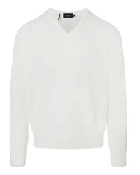 Maerz Pullover aus feiner Merinowolle, Meliert, V-Ausschnitt, Superwash Offwhite