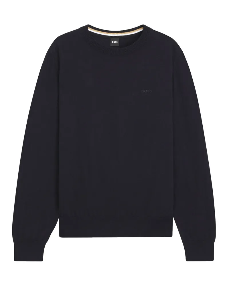 HUGO BOSS Leichter Pullover aus Baumwolle mit Label-Schriftzug in Schwarz
