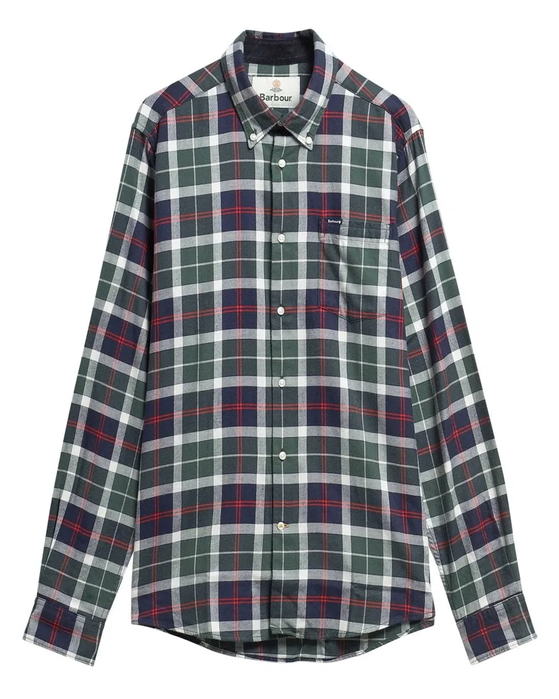 Barbour Leichtes Flanellhemd mit Tartan-Muster, Tailored Fit in Grün
