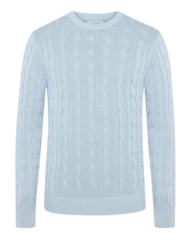 Gran Sasso Softer Pullover aus ägyptischer Baumwolle mit Zopfmuster in Hellblau