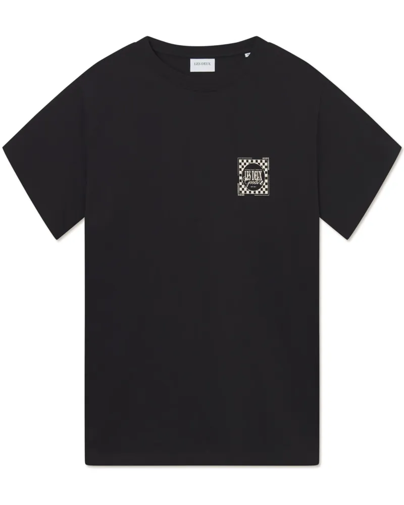 LES DEUX Festes T-Shirt mit Print auf Rückenseite in Schwarz