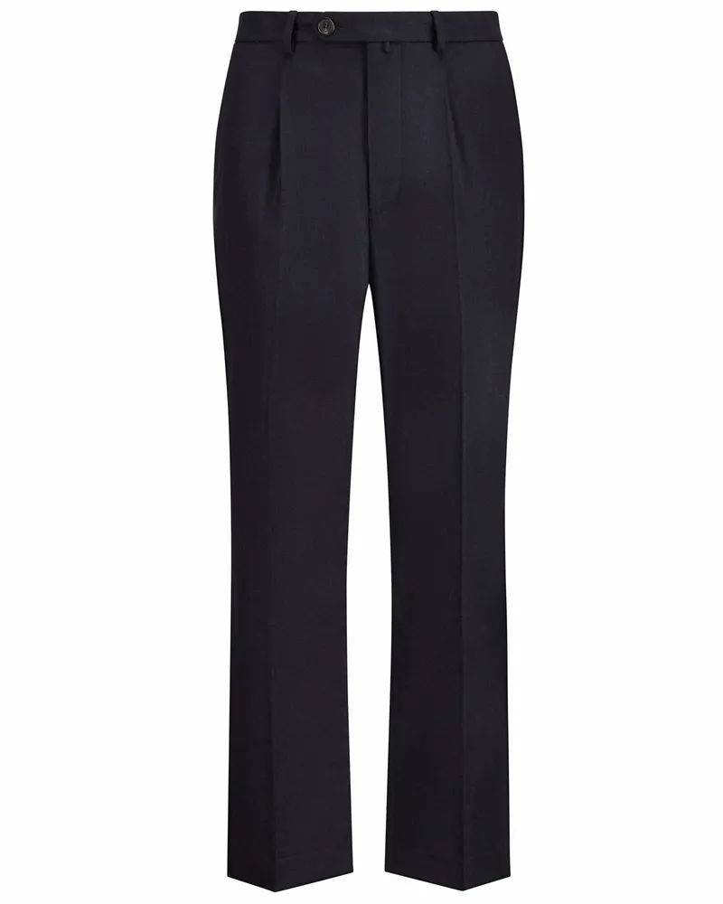 Gottseidank Hose Viktor aus einem Wollfilz mit Bund- und Bügelfalte, Regular in Marine