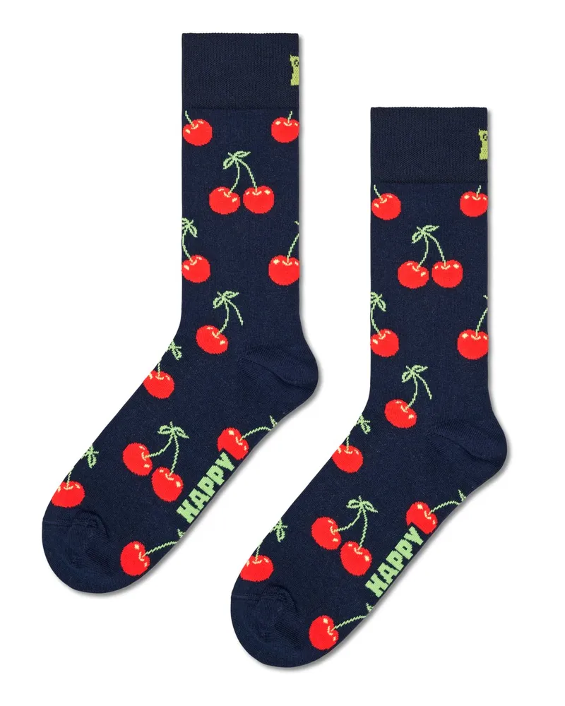 Happy Socks Socken mit Kirschmuster in Marine