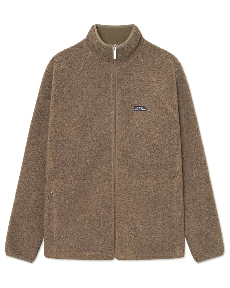 LES DEUX Teddyjacke mit Taschen und Label-Aufnäher in Braun