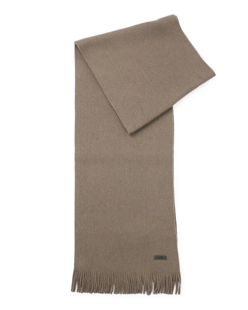 HUGO BOSS Softer Strick-Schal aus Schurwolle in Beige