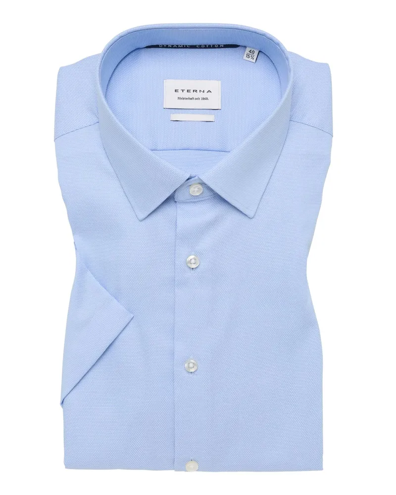 Eterna Unifarbenes Dynamic Cotton-Kurzarmhemd mit Kentkragen, Comfort Fit in Hellblau