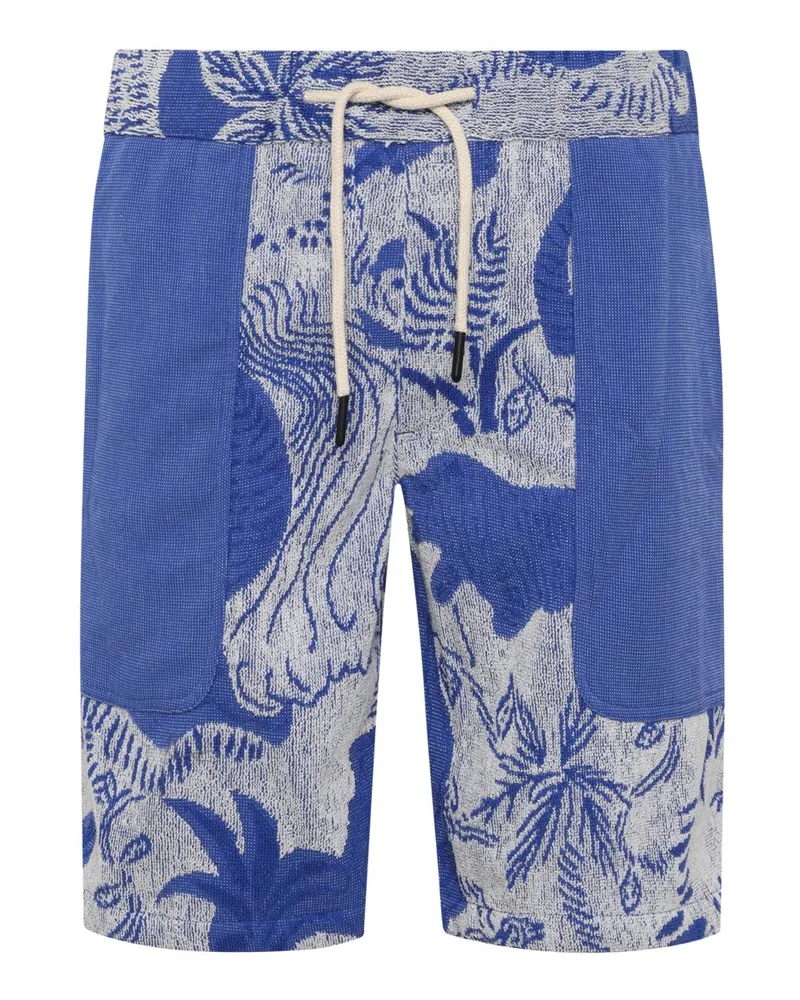 OAS Shorts in Frottee-Qualität mit grafischem Print in Königsblau