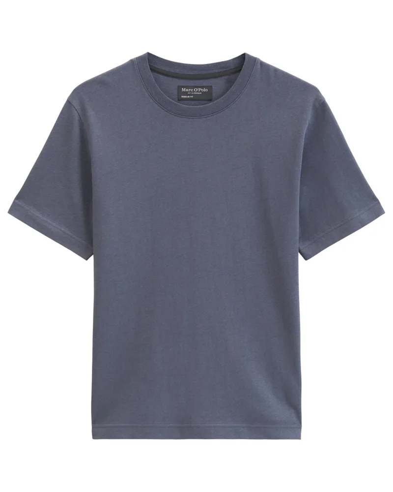 Marc O'Polo Strick-T-Shirt aus Bio-Baumwolle und Leinen, Regular Fit in Blau