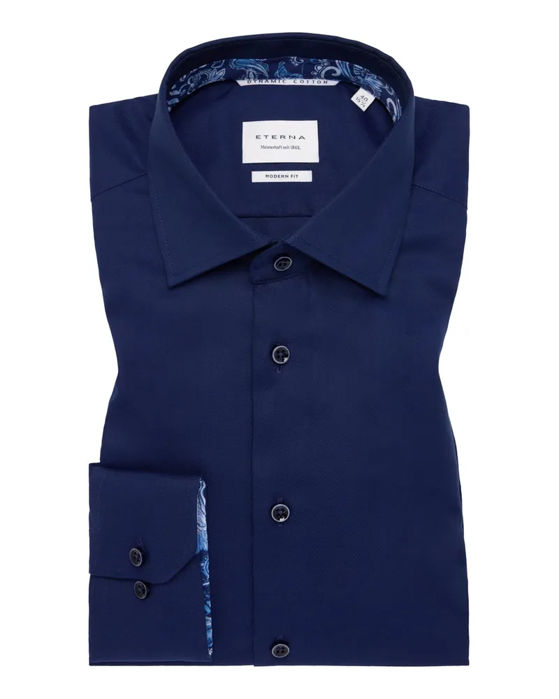 Eterna Hemd aus Baumwolle mit Ausputz, Modern Fit in Marine