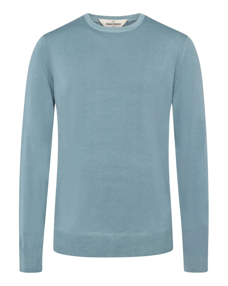 Gran Sasso Leichter Rundhals-Pullover aus Schurwolle in Hellblau